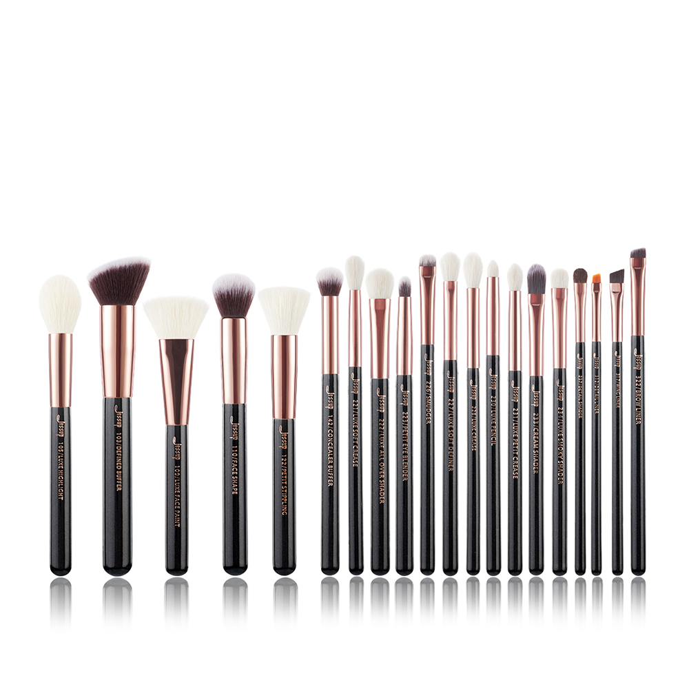  Jessup Makeup Brushes Set, 10pcs Black/Rose Gold