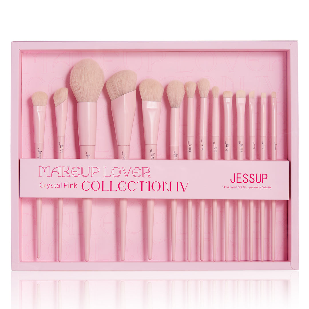 Jessup Crystal Pink Makeup Brushes Set Premium Vegan T495