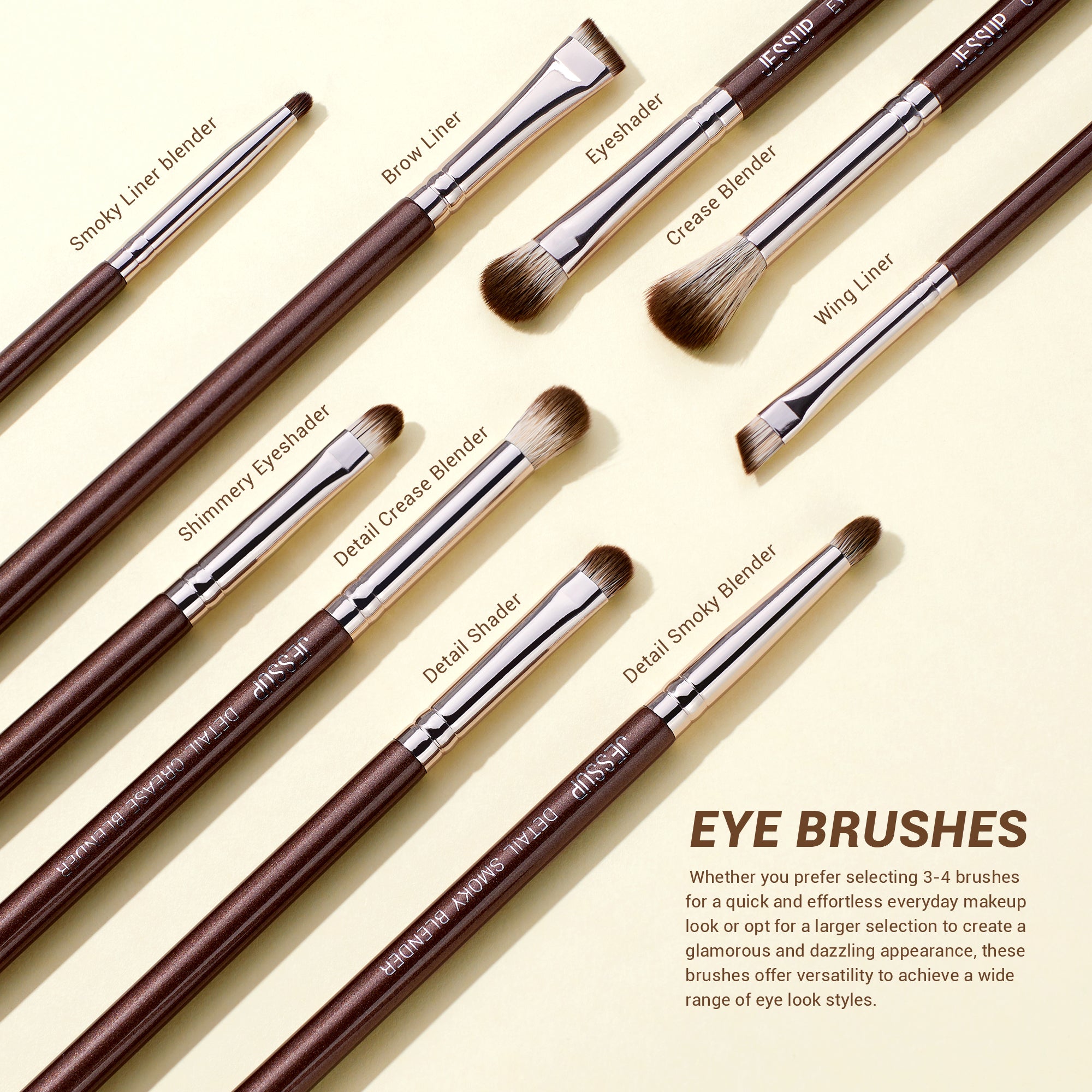 Jessup Brown Make up Brushes Set Professional Premium Synthetic 15pcs 