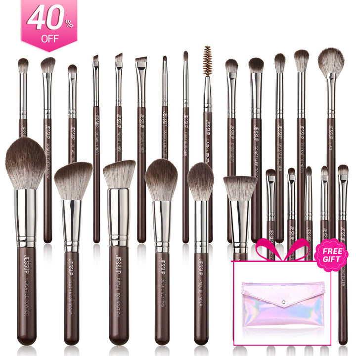 (NEW) Professional Makeup Brush Set Full Face Shimmer Brown 25pcs T511