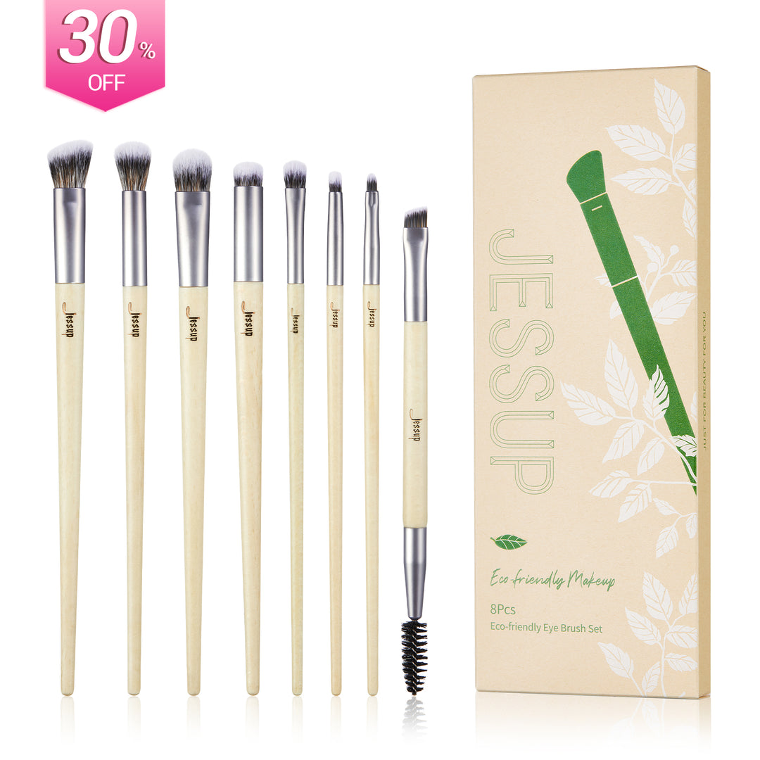 Eco-friendly Sustainable Eye and Brow Brush Set 8Pcs T328