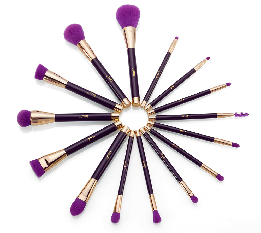 Purple Color Makeup Professional Brush Set 15 Pcs