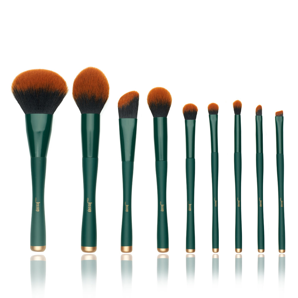 Green Basic Makeup Brushes Set 9 Pcs - Jessup