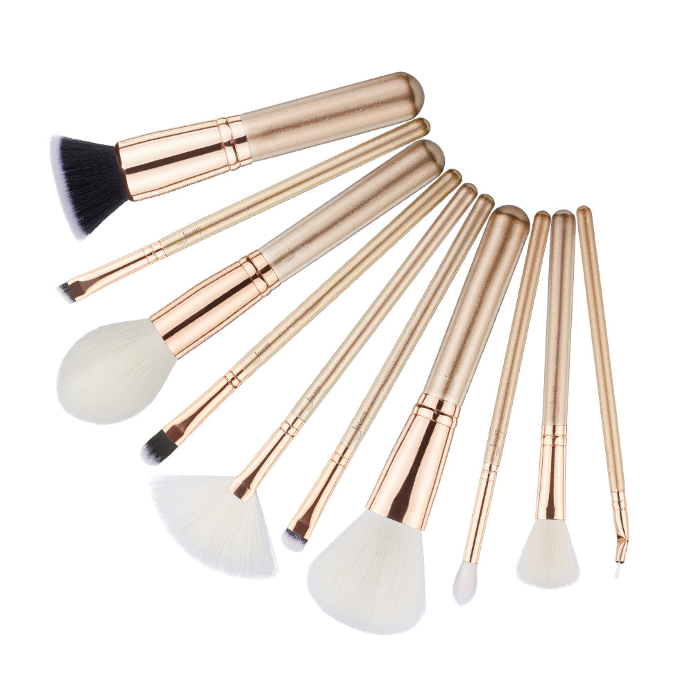 girls makeup brush set 10pcs Gold - Jessup Beauty